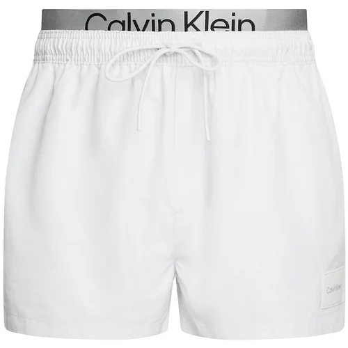 Calvin Klein Swimwear Kratke kopalne hlače siva / črna / bela
