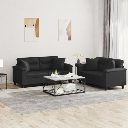 vidaXL 2-dijelni set sofa s jastucima crni od umjetne kože Cijene