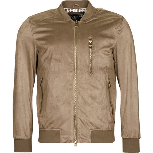 Guess FAUX SUEDE HOODED BOMBER Bež Cijene