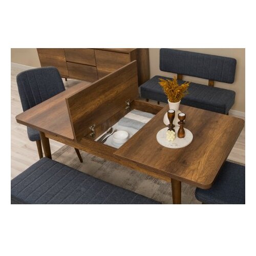 Hanah home Trpezarijski set Vina Bench 04 1048, 6 delova, Tamnosivi Slike