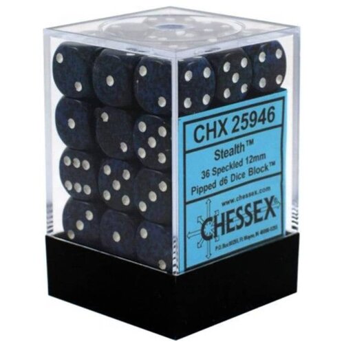 Chessex kockice - speckled - stealth - dice block (36) 12mm Cene