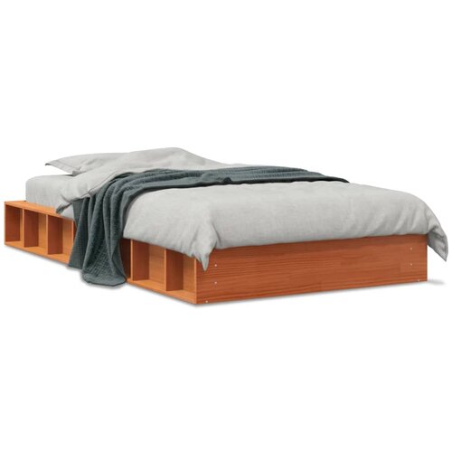 vidaXL Posteljni okvir voščeno rjav 75x190 cm trdna borovina Cene