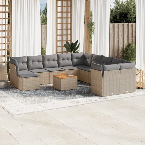 vidaXL 12-dijelni set vrtnih sofa s jastucima bež od poliratana Cijene