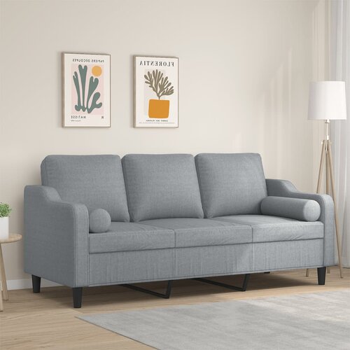 VidaXL Trosjed s ukrasnim jastucima svjetlosivi 180 cm od tkanine Slike