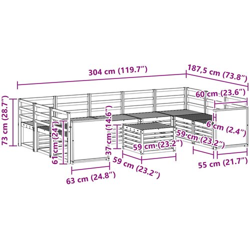  Set vanjskih sofa 10 kom. Prirodna Čvrsto drvo akacije Slike