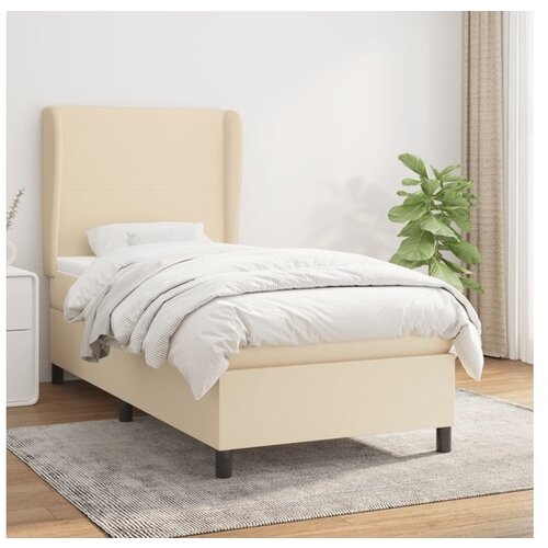 Box spring postelja z vzmetnico krem 90x200 cm blago Cene