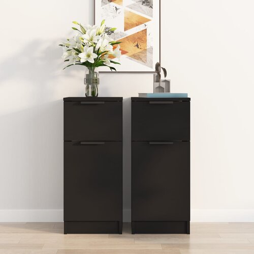 vidaXL Komode 2 kom crne 30 x 30 x 70 cm od konstruiranog drva Cijene