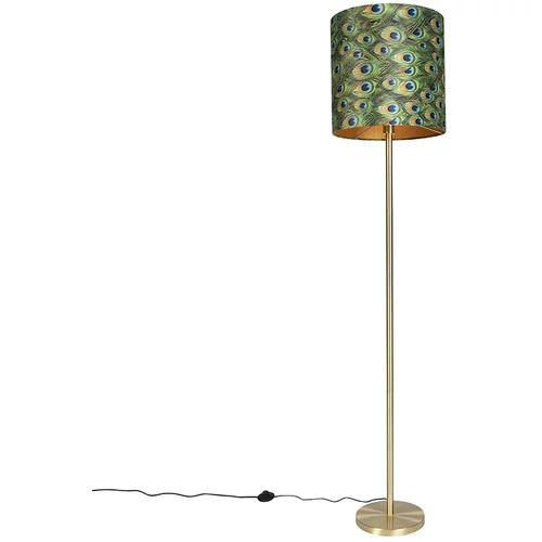 QAZQA Talna svetilka medenina s pavino senco 40 cm - Simplo