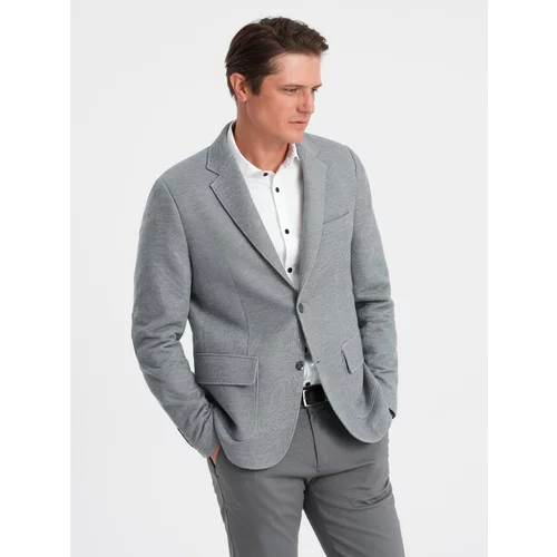 Ombre Men's jacket with elbow patches - light grey