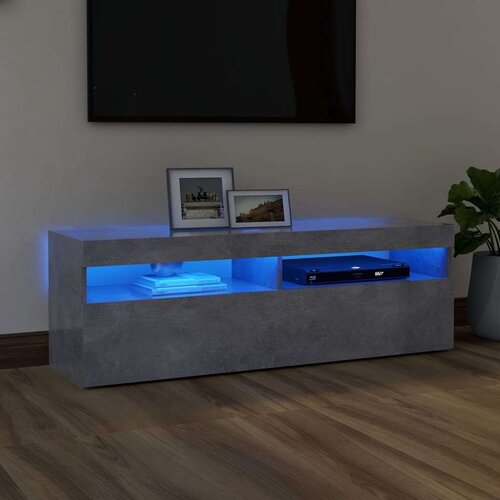 TV ormarić s LED svjetlima siva boja betona 120x35x40 cm Cijene