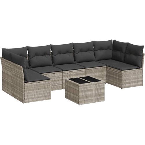 vidaXL 8-dijelni set vrtnih sofa od poliratana s jastucima svjetlosivi Cene