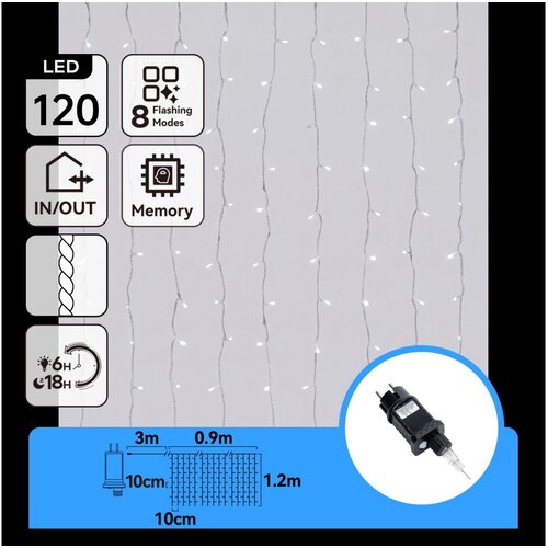  Aigostar-LED Spoljni božićni niz lampica 120xLED/8 funkcija 3,9x1,2m IP44 hladno bela Slike