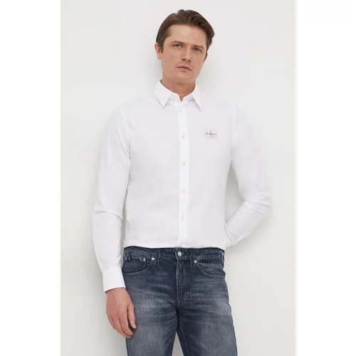 Calvin Klein Jeans Bombažna srajca moška, bela barva