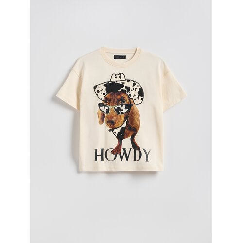 Reserved Ležerni t-shirt s printom - bež Cene