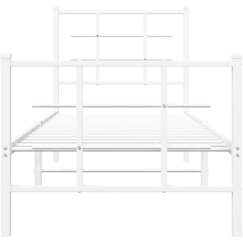  Metalni okvir kreveta uzglavlje i podnožje bijeli 75x190 cm Slike