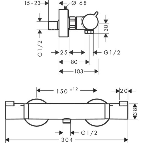 Hansgrohe termostatska armatura za tu&amp;scaron; Ecostat Comfort (13116670) - črna mat Slike