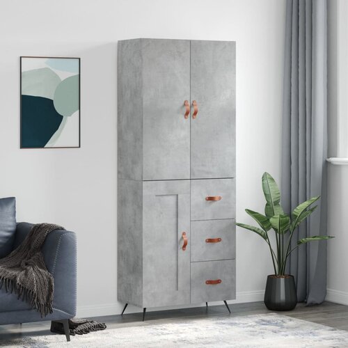 The Living Store Visoka komoda betonsko siva 69,5x34x180 cm inženirski les - Visoka Omara, (21430727) Slike