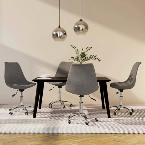  Vrtljivi jedilni stoli 4 kosi svetlo sivo blago, (20700694)