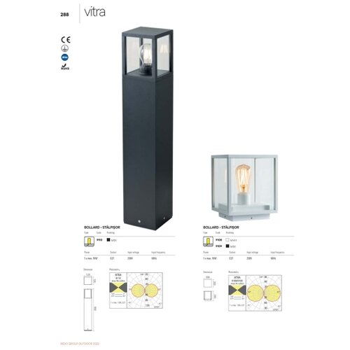  Redo 9109 - Spolja&amp;scaron;nja lampa VITRA 1xE27/15W/230V IP54 crna Slike