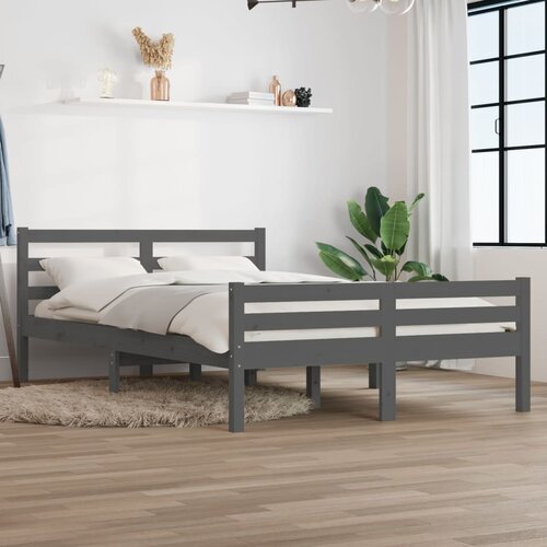 Furnova Posteljni okvir siv iz trdnega lesa 140x190 cm, (21941436) Slike