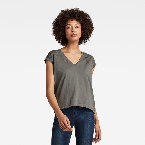 G-star Top - Backprint loose v-neck top grey Cene