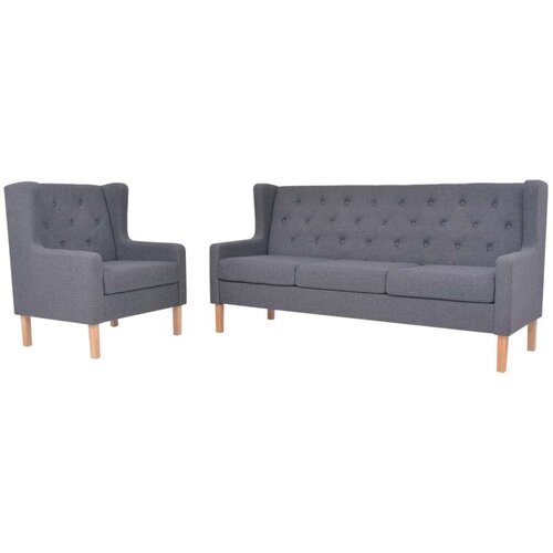  2-dijelni set sofa od tkanine sivi Slike