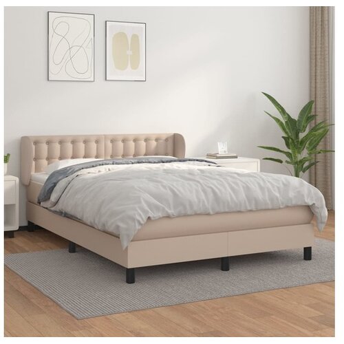  Box spring postelja z vzmetnico kapučino 140x200cm umetno usnje Cene
