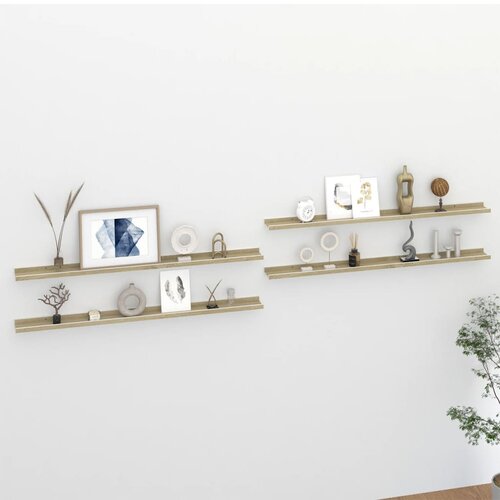 VidaXL Zidne police 4 kom bijele i boja hrasta sonome 115 x 9 x 3 cm Slike