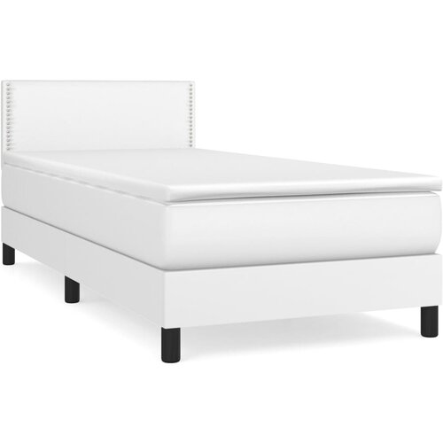 VidaXL Box spring postelja z vzmetnico bela 80x200 cm umetno usnje, (20725853) Slike