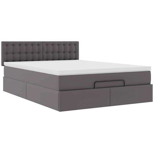 VidaXL otomanski okvir kreveta s madracem sivi 140x200cm umjetna koža Slike
