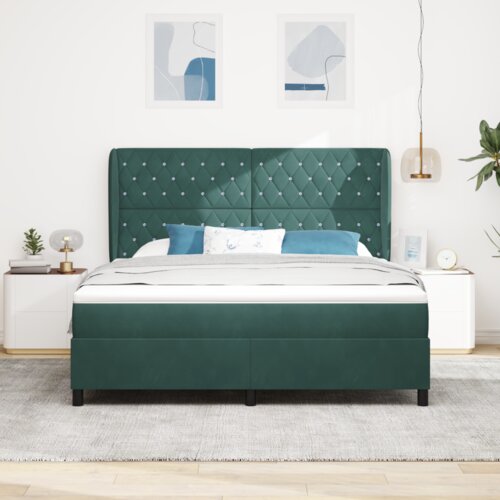 Box Spring krevet s madracem u tamnozelenoj boji 180x200 cm bar&amp;scaron;un Slike