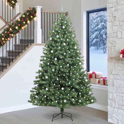 vidaXL Umjetno božićno drvce s nogom Zelena 270 cm PVC i metal Cijene