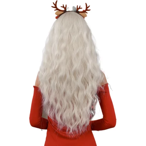 INF Božični valoviti dolgi kodrasti lasje s paž lasulje White, (21247593)