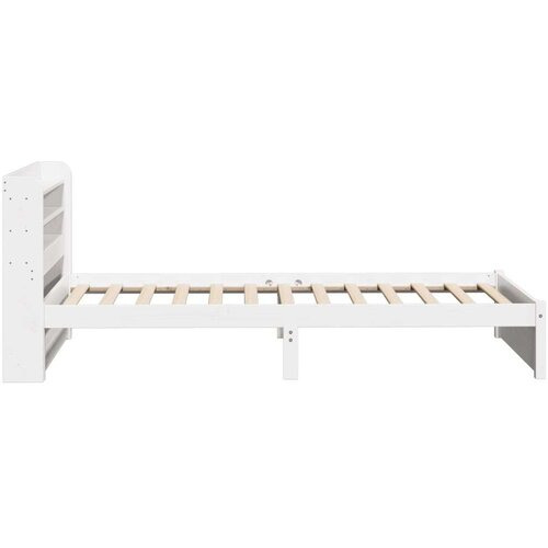  Okvir kreveta s uzglavljem bijeli 75x190 cm od borovine Slike