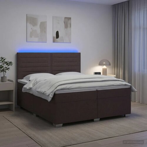  Boxspring krevet s madracem Tamno smeđa 200 x 200 cm Tkanina - Tamno smeđa 200 x 200 cm Dizajn linija Slike