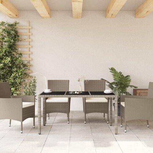  Vrtni stol sa staklenom pločom sivi 150x90x75 cm od poliratana Slike