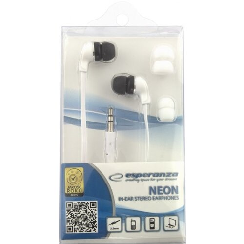 Esperanza EH147W headphones/headset Wired In-ear Music White Slike