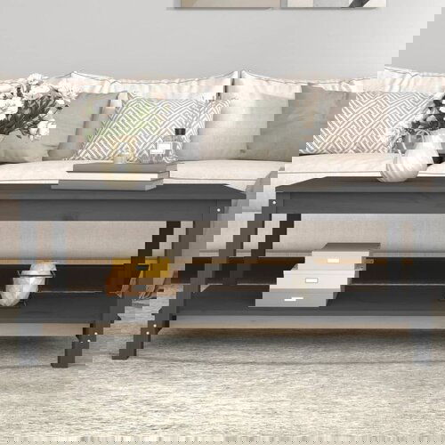 The Living Store Klubska mizica siva 110x55x45 trdna borovina - Klubska Mizica, (21574262) Slike