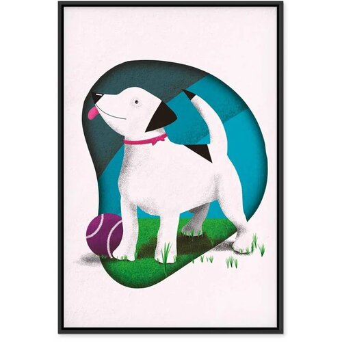 Slika - Dog and Ball (1 Part) Vertical 80x120 U crnom drvenom okviru Slike