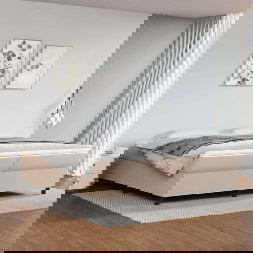  Kreveta s oprugama boja cappuccina 200x200cm umjetna koža Slike