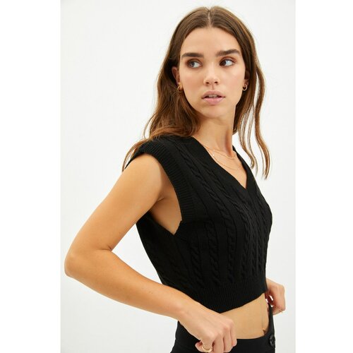 Trendyol Black V Neck Knitwear Sweater Cene