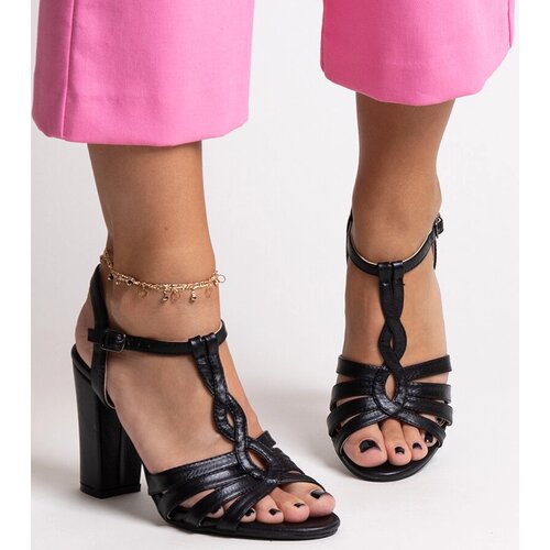 Gemre Black block-heeled sandals Mikaii Cene