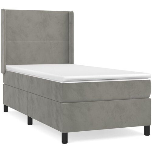 Maison Chic Box spring postelja - Vzmetna postelja z vzmetnico svetlo siva 80x200 cm žamet SL14139, (21904132) Slike