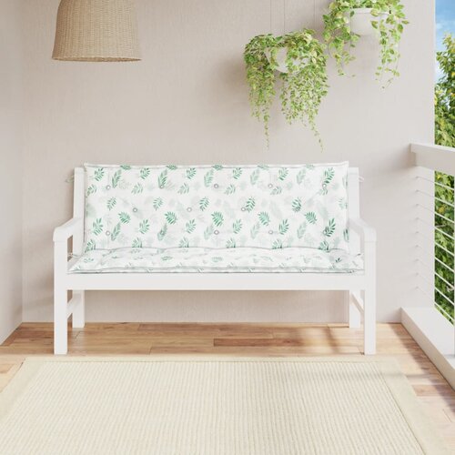 VidaXL Blazina za vrtno klop 2 kosa vzorec listov 150x50x7 cm blago Slike