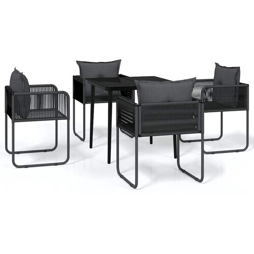  5-dijelni vrtni blagovaonski set crni Crna Dužina stola 80 cm Slike