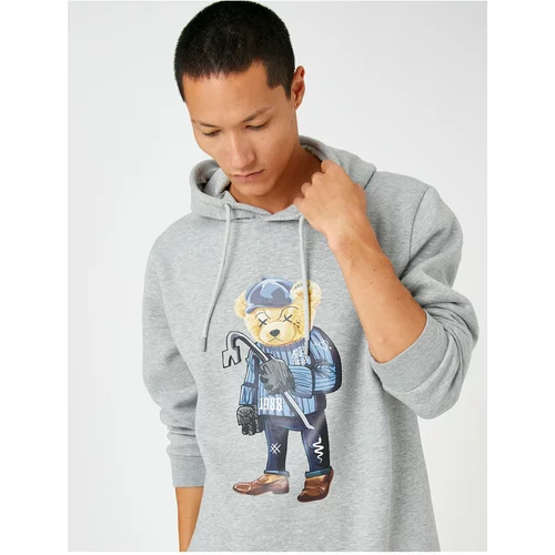 Koton Basic Hooded Sweatshirt Rayon Bear Print Long Sleeve