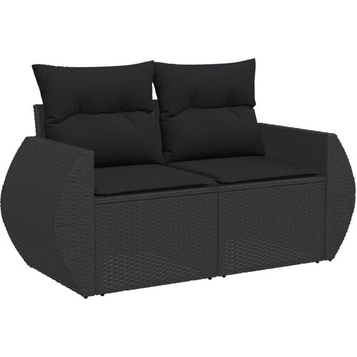  8-dijelni set vrtnih sofa od poliratana s jastucima crni Slike
