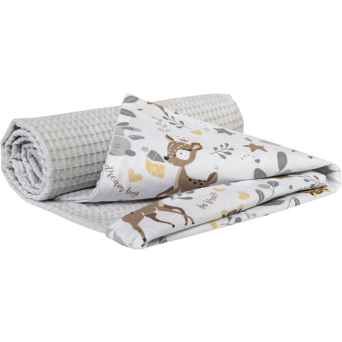 Medi Partners Blanket 75x100 cotton + cotton Waffle &amp;ndash; Jelonki + gray waffle Slike
