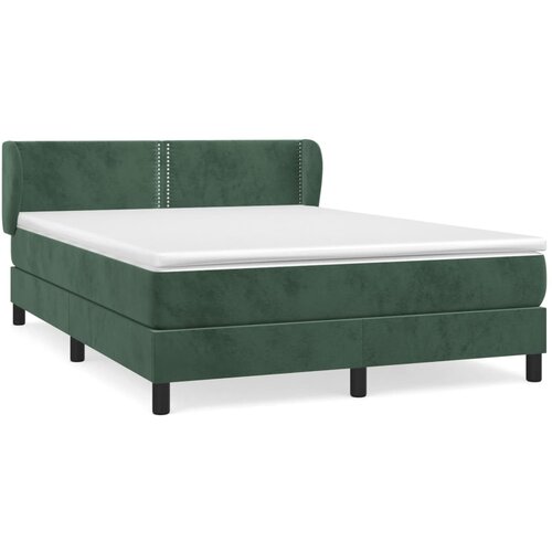 VidaXL Krevet s oprugama i madracem tamnozeleni 140x190 cm bar&amp;scaron;unasti Slike