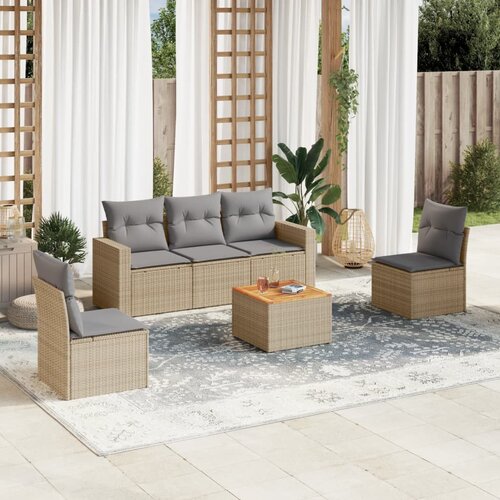 vidaXL 6-dijelni set vrtnih sofa s jastucima bež od poliratana Cijene